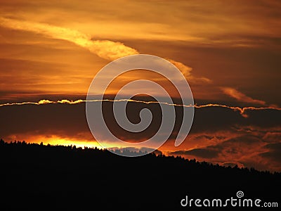 Sunset or Forest Fire Stock Photo