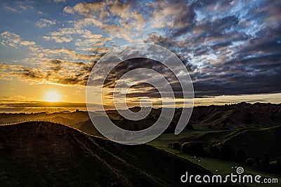 Sunset at the forgotten highway of New Plymouth Stock Photo