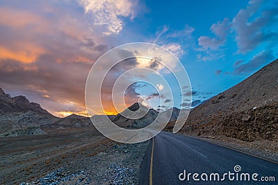 Sunset in Fotula Pass - Leh Ladakh, Jammu and Kashmir, India Stock Photo