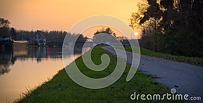 Sunsey on a French Canal Stock Photo