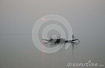 Sunset, Ganges delta Stock Photo