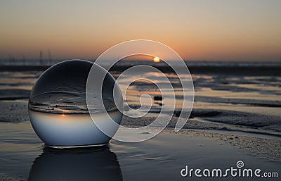 Sunset in glass shpere Stock Photo