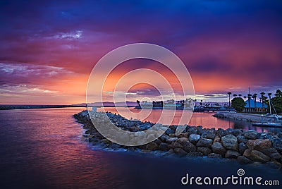 Sunset glow above redondo beach Stock Photo