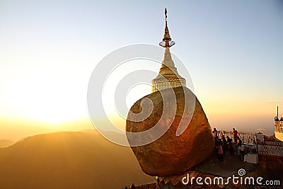 Sunset at Golden Rock, Myanmar. Editorial Stock Photo