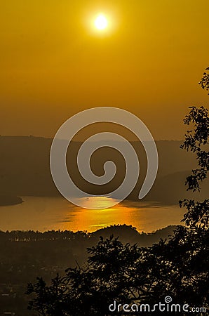 Sunset Govind Sagar Lake Stock Photo