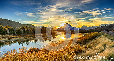 Sunset Grand Teton National Park Stock Photo