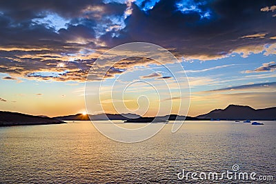 Sunset Greenland Stock Photo