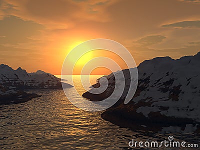 Sunset in a gulf Stock Photo