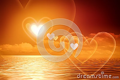 Sunset heart shape Stock Photo