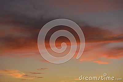 A sunset heaven, orange sky. Sun Rays Stock Photo