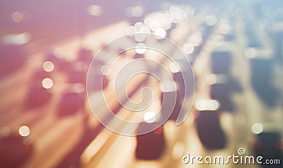 sunset highway car traffic bokeh background Stock Photo