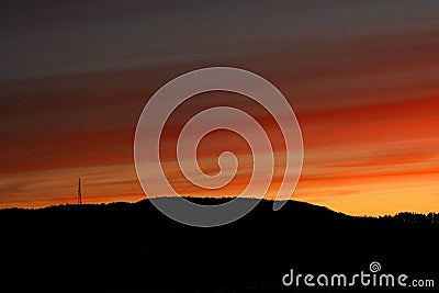 Sunset hill fire color Stock Photo
