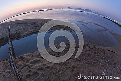 Sunset in Hong Kong along the coast Stock Photo