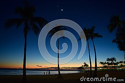 Sunset in Honolulu, Hawaii Stock Photo