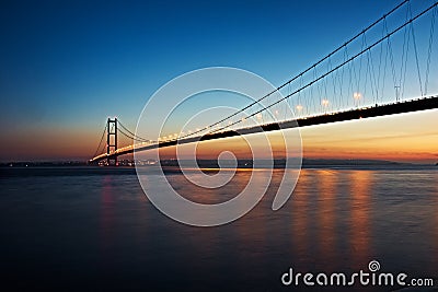 Humber Bridge, UK at dusk Stock Photo