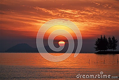 Sunset in horizon Stock Photo