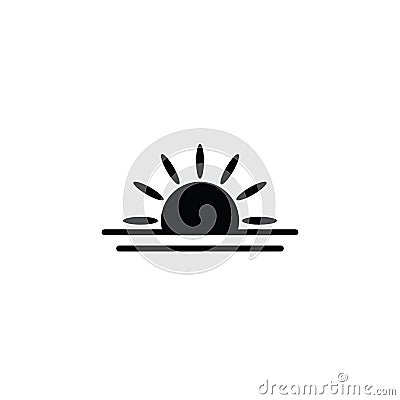 Sunset icon, sunrise icon. weather symbol black vector Vector Illustration