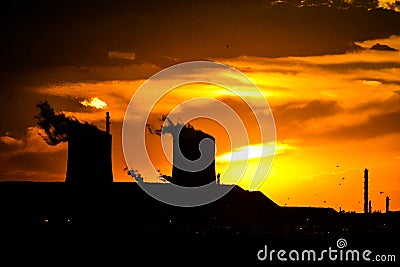 Sunset Industry Stock Photo