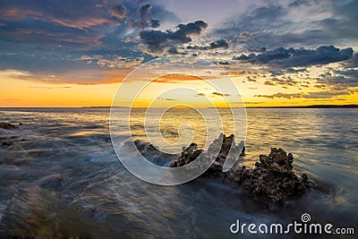 Sunset on the island Mali Losinj, Croatia Stock Photo