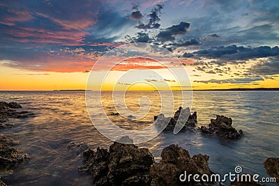 Sunset on the island Mali Losinj, Croatia Stock Photo