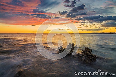 Sunset on the island Mali Losinj, Croatia Stock Photo