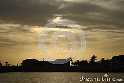 The sunset on the island of Tabarca, on a winter sunset Stock Photo