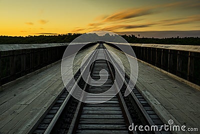 Sunset at Kinzua Bridge - Pennsylvania Stock Photo