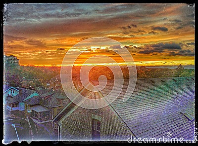 Sunset in Kitchener Ontario featuring the Bread and Roses Co-operative Homes Stock Photo