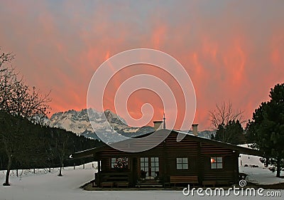 Sunset in Kitzbuhel, Austria. Stock Photo