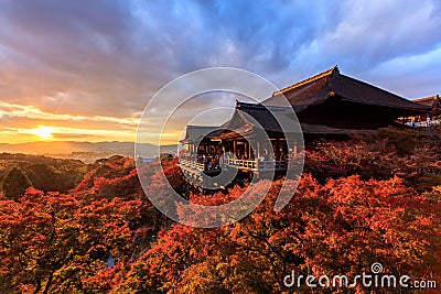 Sunset at Kiyomizu-dera Temple in Kyoto Editorial Stock Photo