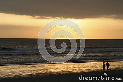 Sunset Kuta Beach Bali Stock Photo