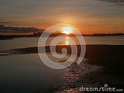 Sunset La Gola beach in Isla Cristina province of Huelva Spain Stock Photo