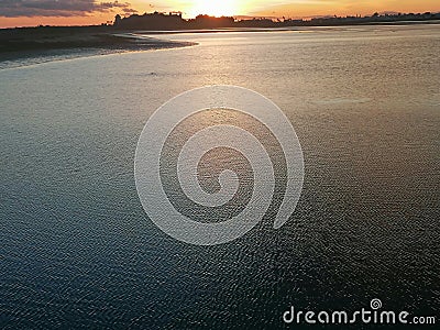 Sunset La Gola beach in Isla Cristina province of Huelva Spain Stock Photo
