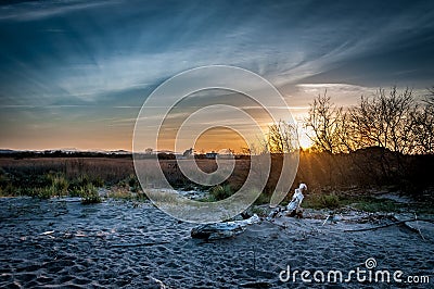 Sunset in La Gola del Ter Stock Photo