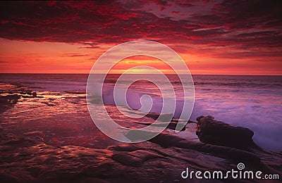 Sunset at La Jolla Cove in San Diego Stock Photo