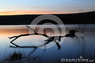 Sunset by the lake Stock Photo