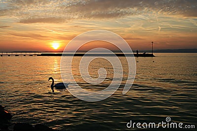 Sunset at Lake Balaton Stock Photo