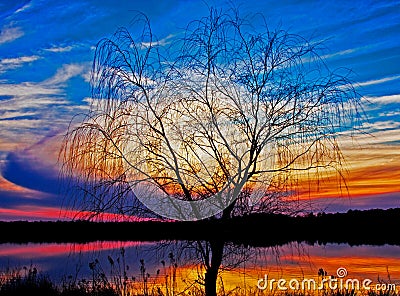 Sunset at Lake Crabtree Stock Photo