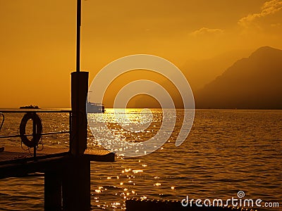 Sunset at Lake Garda Stock Photo