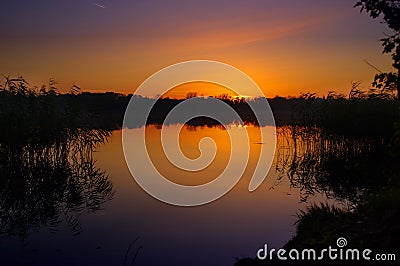 Sunset on lake Stock Photo