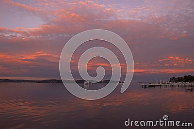 Sunset on lake macquarie Stock Photo