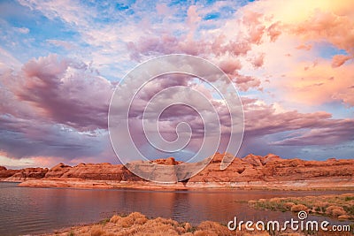 Sunset at Lake Powell, Utah Stock Photo