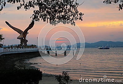 Sunset at Langkawi eagle Editorial Stock Photo