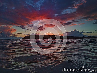 Sunset at the lighthouse of Playa Sucia, Cabo Rojo, Puerto Rico Stock Photo