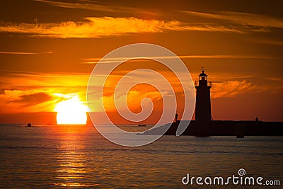 Sunset, The Lighthouse, Port Andratx, Mallorca, Spain Stock Photo