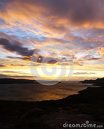 Sunset and loch Torridon, Scotland Stock Photo