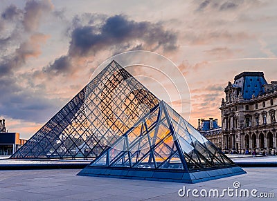 The Sunset of The Louvre Museum Editorial Stock Photo