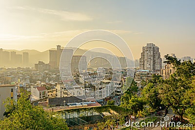 Sunset in Macau, China. View of the Ruins of Saint Paul`s Church Editorial Stock Photo