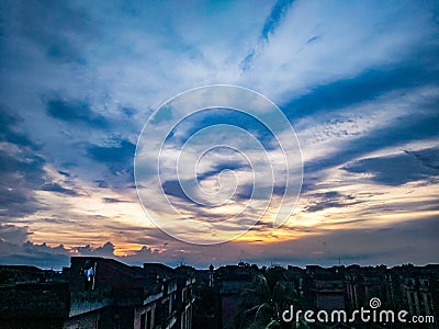 The Sunset Makes A Glorious Sky. Stock Photo