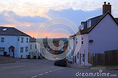 Sunset in market town of Axminster Stock Photo